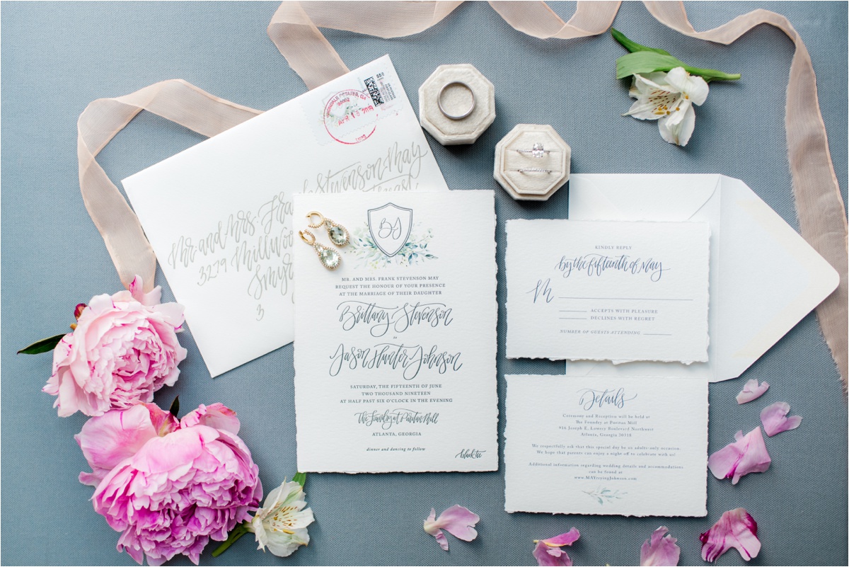 wedding invitation set, flat lay details