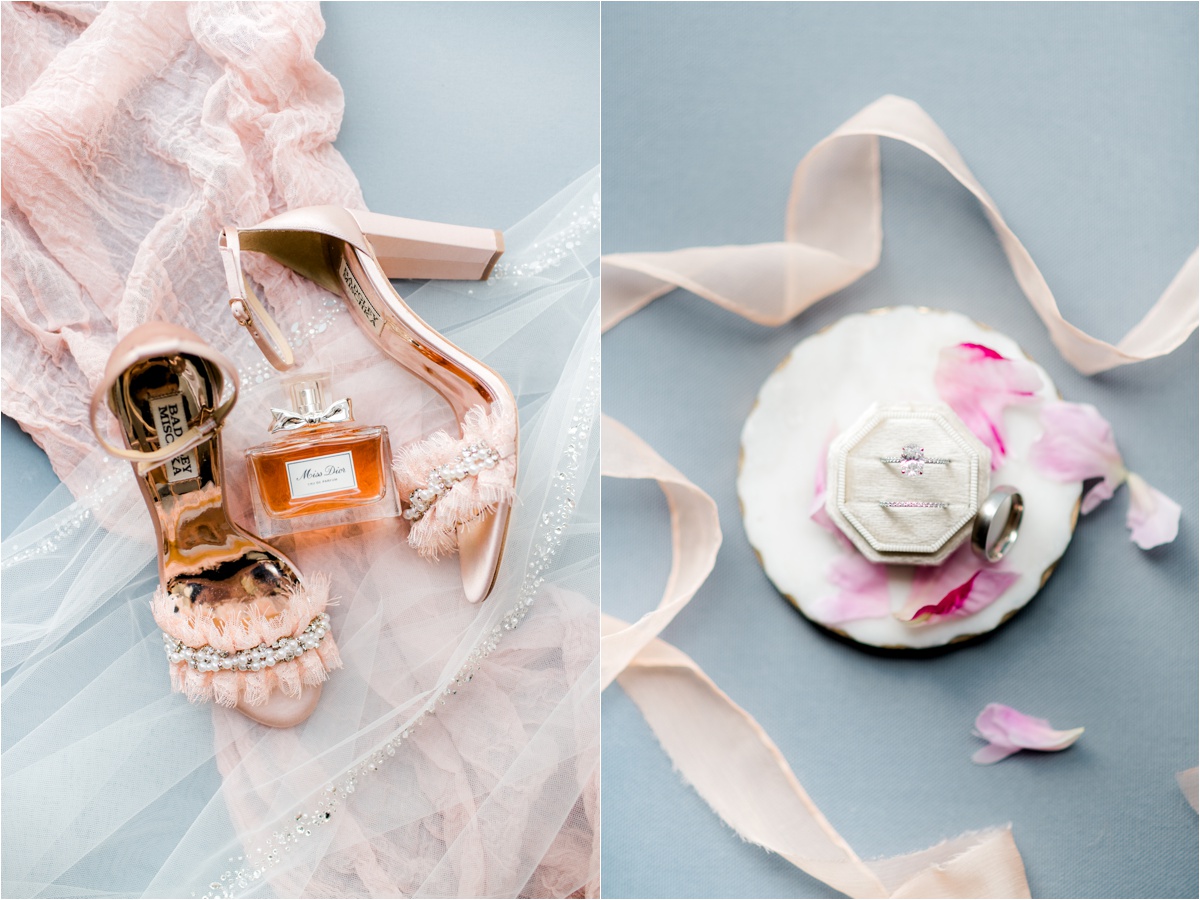 wedding day details, pink wedding shoes
