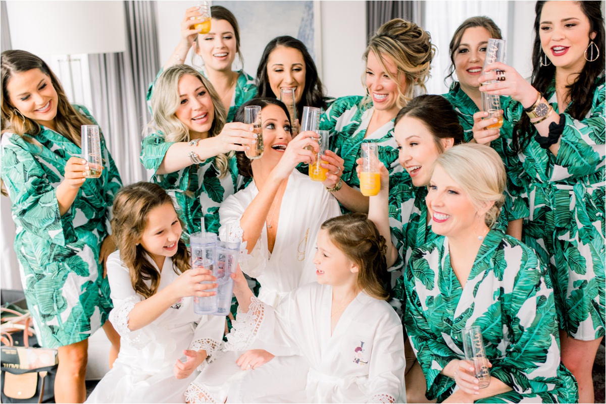 bridesmaids getting ready, bridesmaids robes, flowergirl robes, champagne toast
