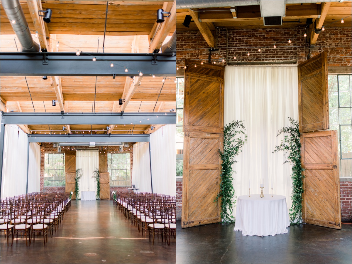 the foundry at puritan mill ceremony, industrial wedding venues
