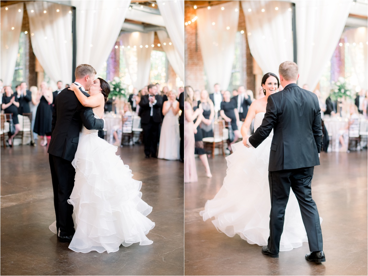 wedding reception at the foundry at puritan mill, first dance