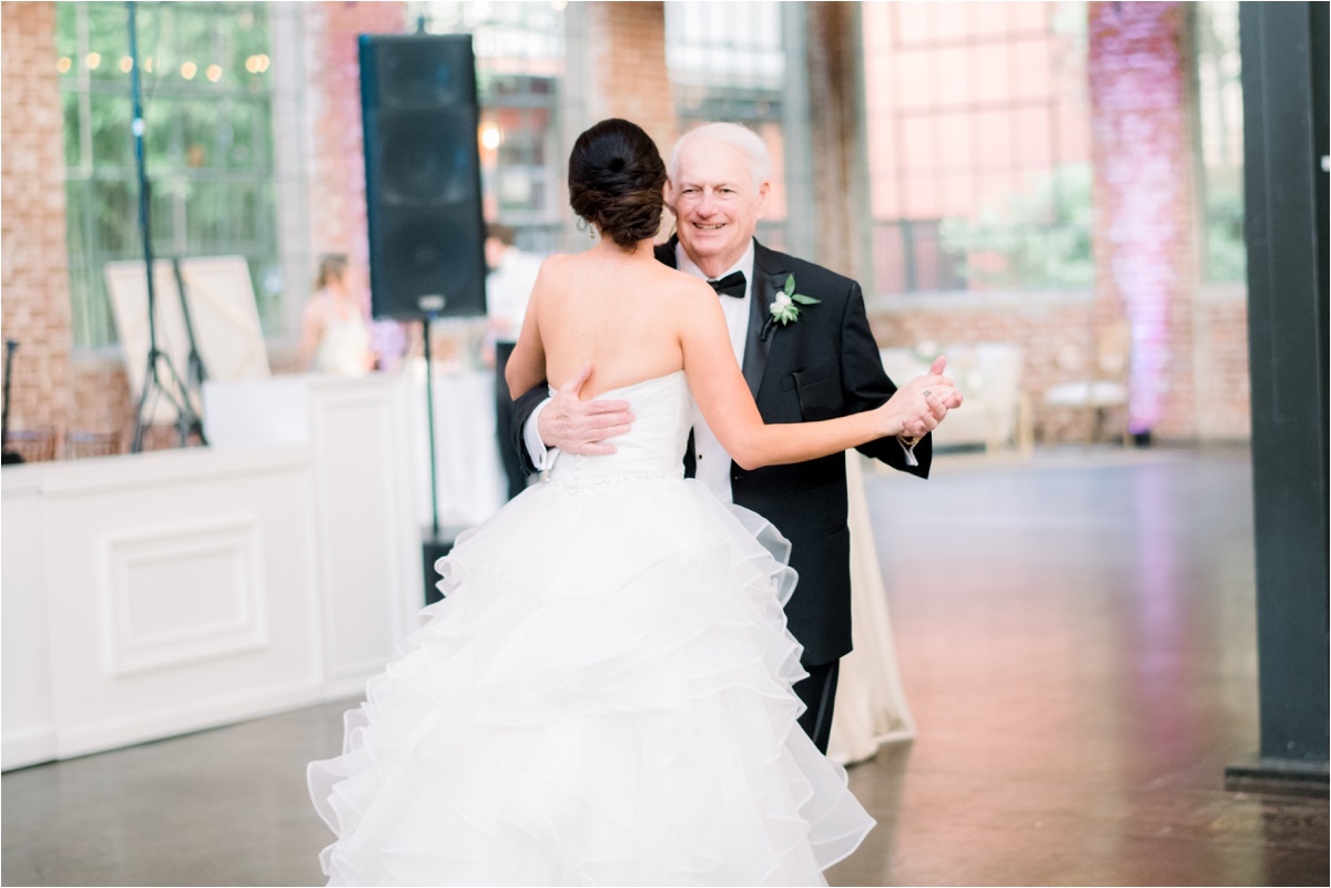 wedding reception at the foundry at puritan mill, father and daughter dance