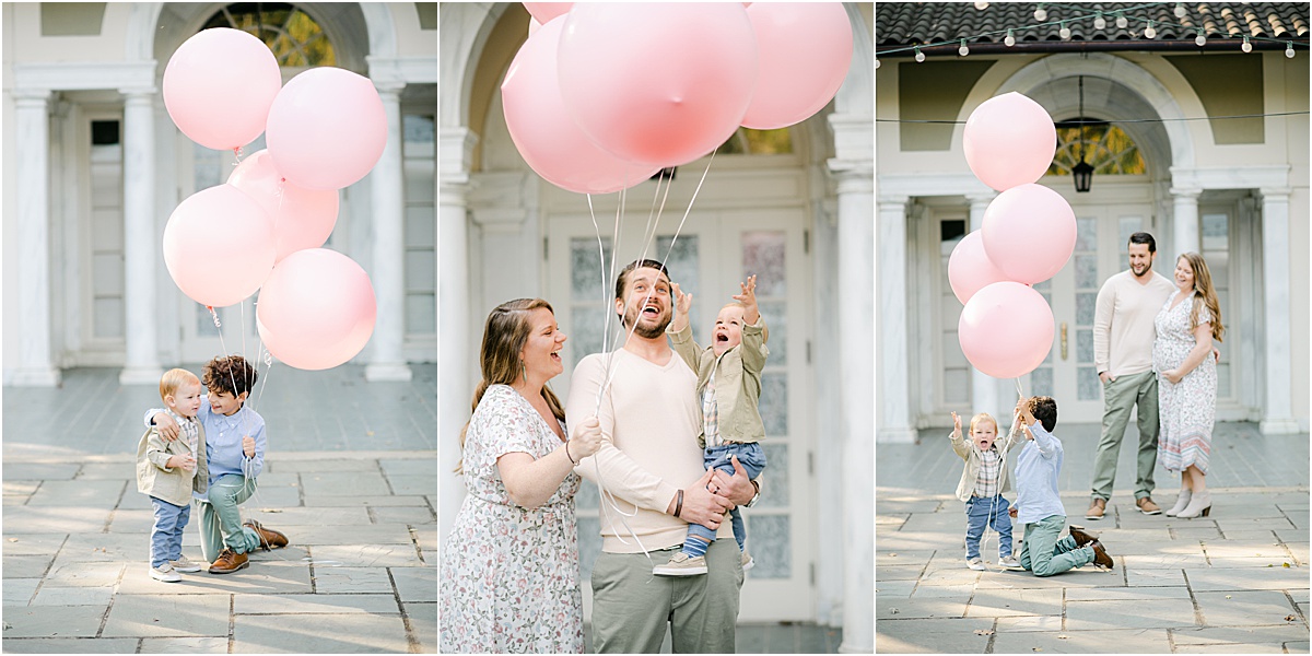 balloon gender reveal photoshoot at cator woolford gardens