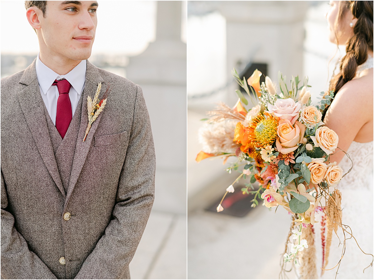 colorful floral for the bride and groom