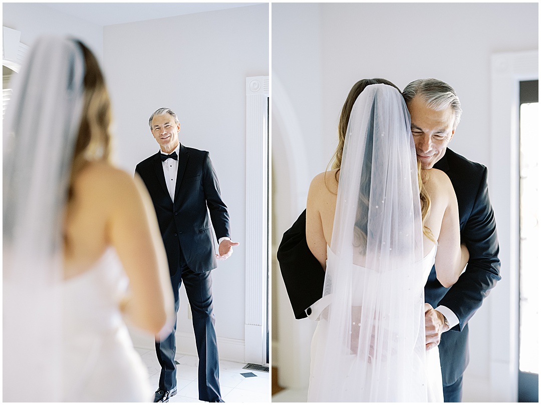 First look with bride and father