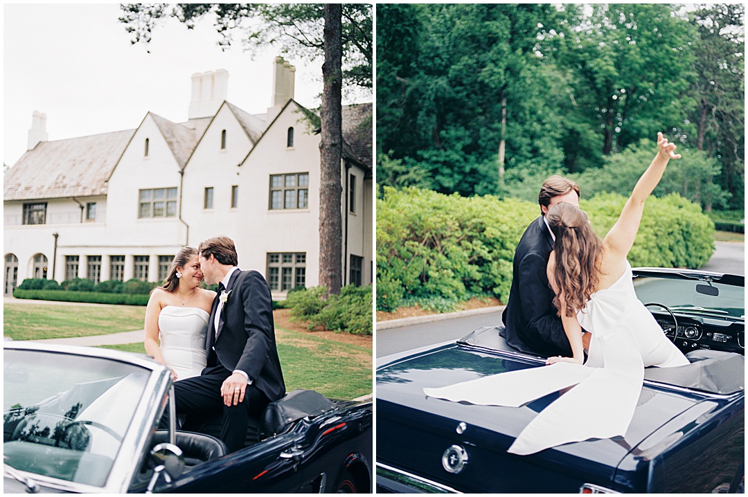 wedding photos with vintage mustang