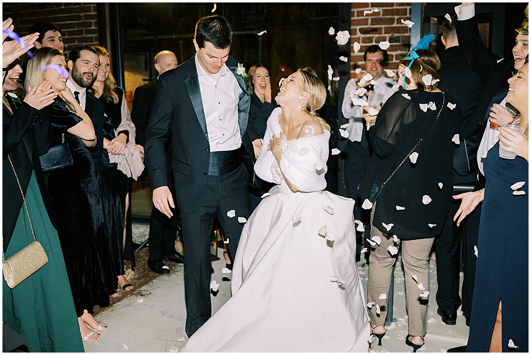 wedding flower petal toss exit