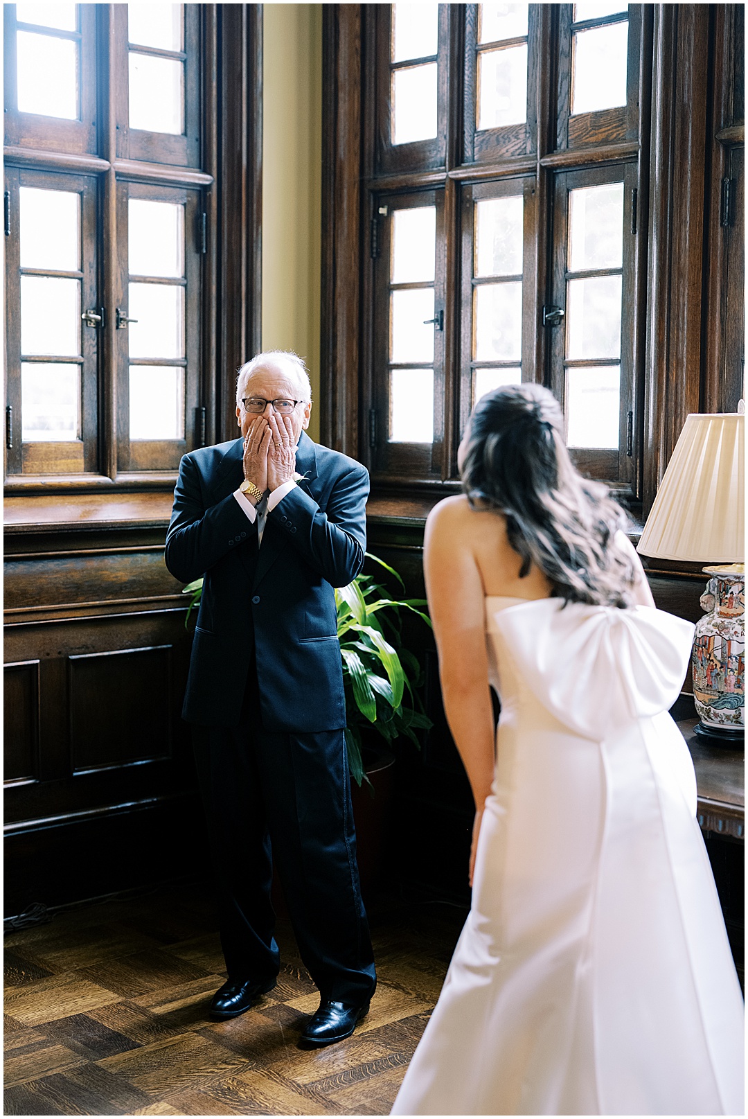 father daughter first look on wedding day