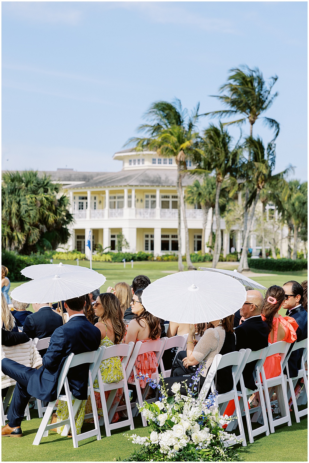 parasols at wedding ceremony