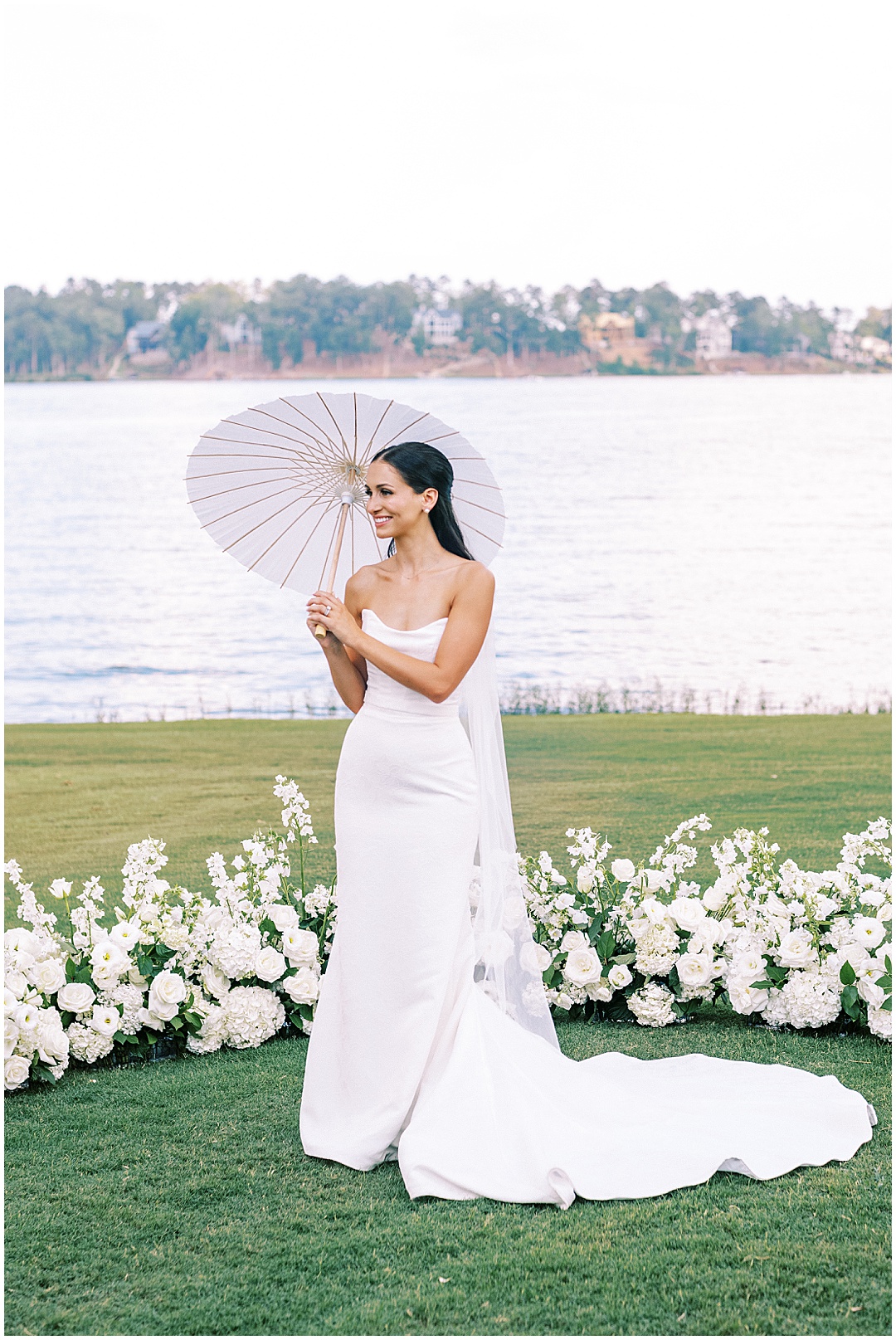 bridal portrait holding parasol