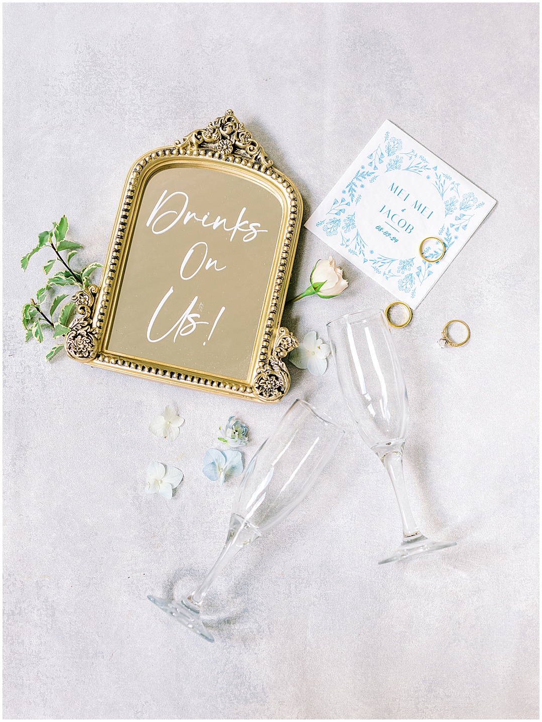 fun wedding detail flatlay