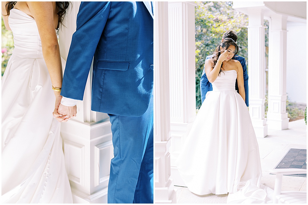 bride and groom first touch before ceremony