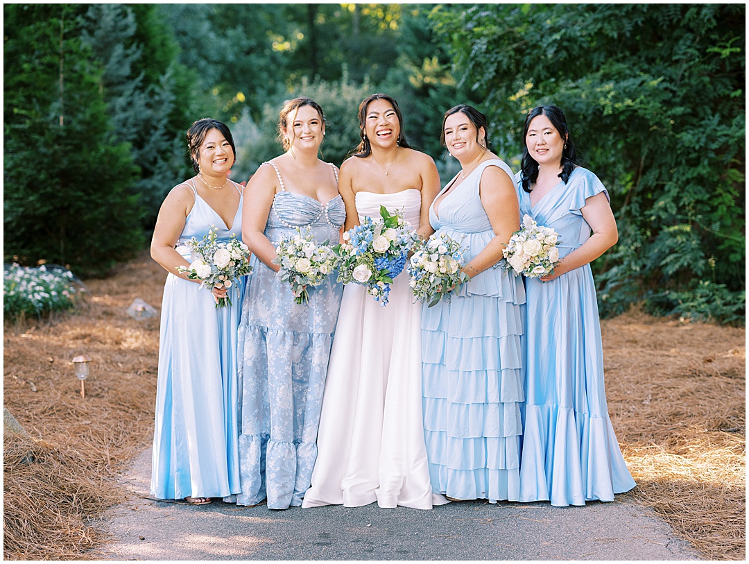 blue mismatched bridesmaids dresses