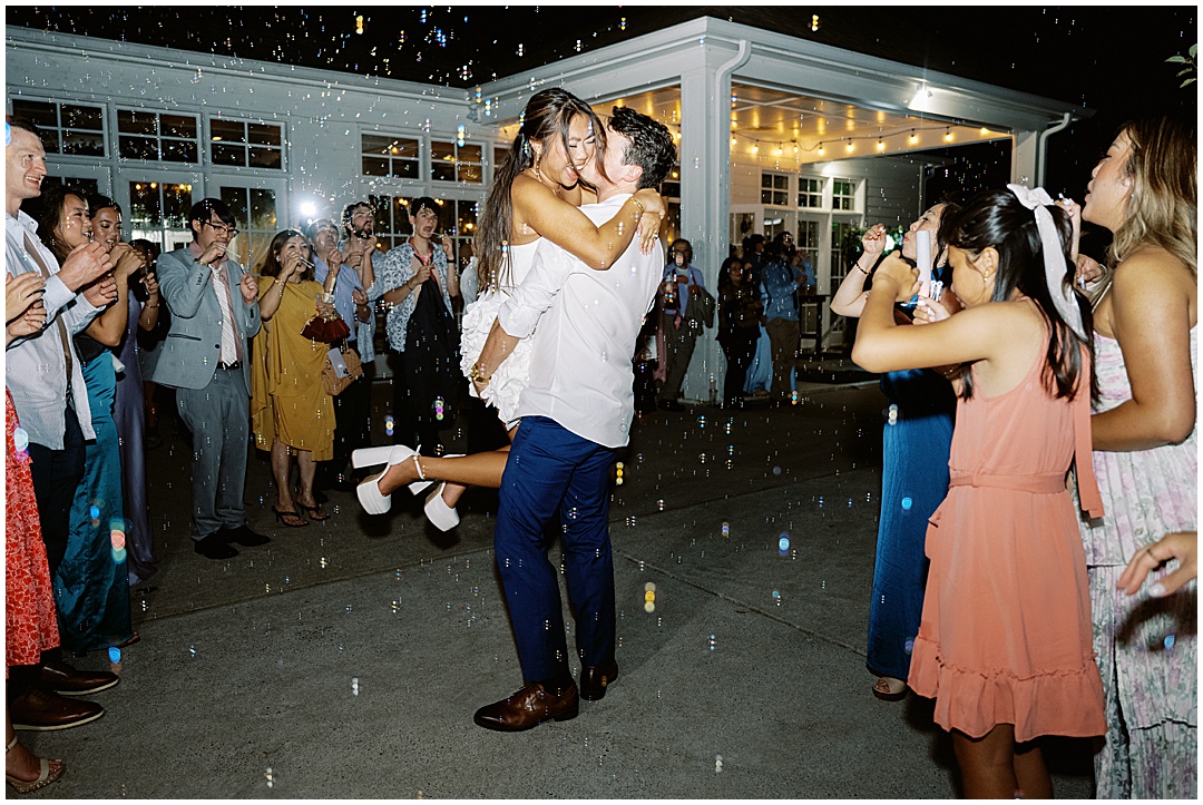 bubble exit at wedding reception