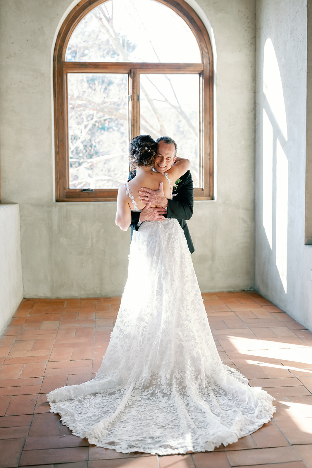 First Look with Dad at Summerour Studio Wedding