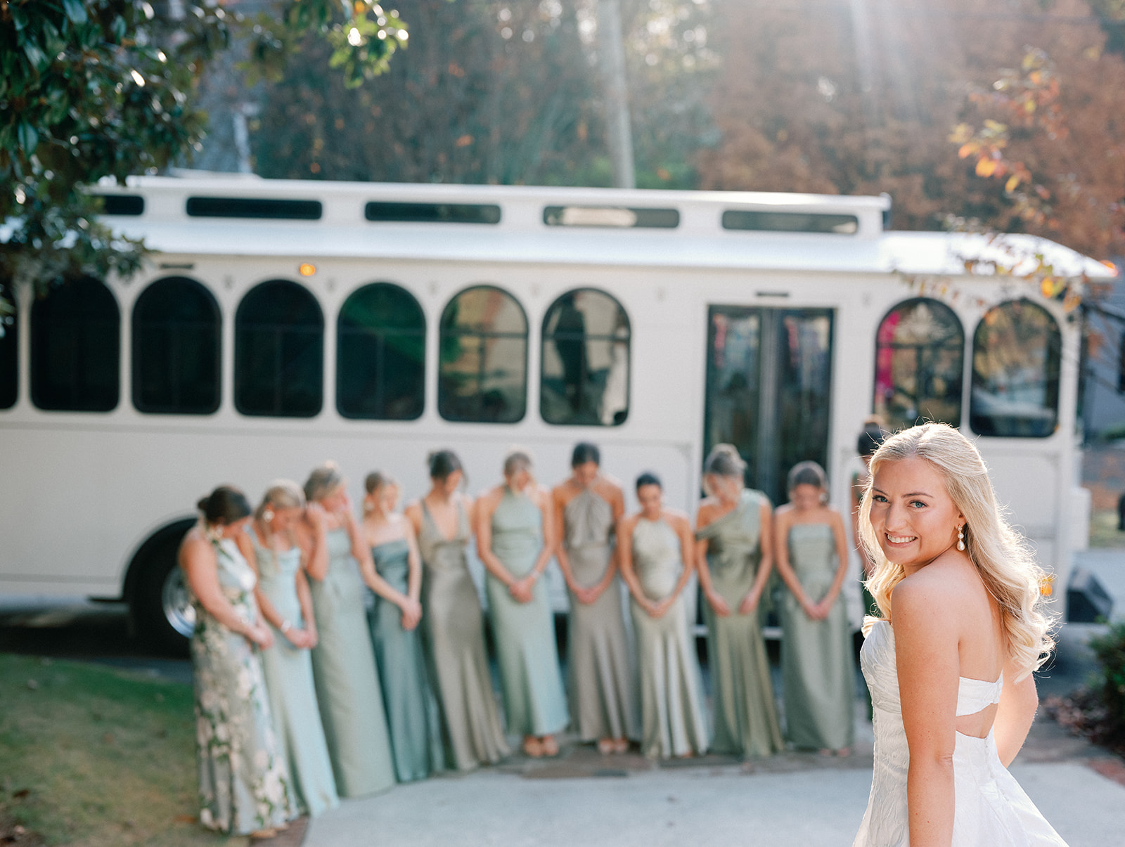 Bride Sharing first Look with Wedding Party