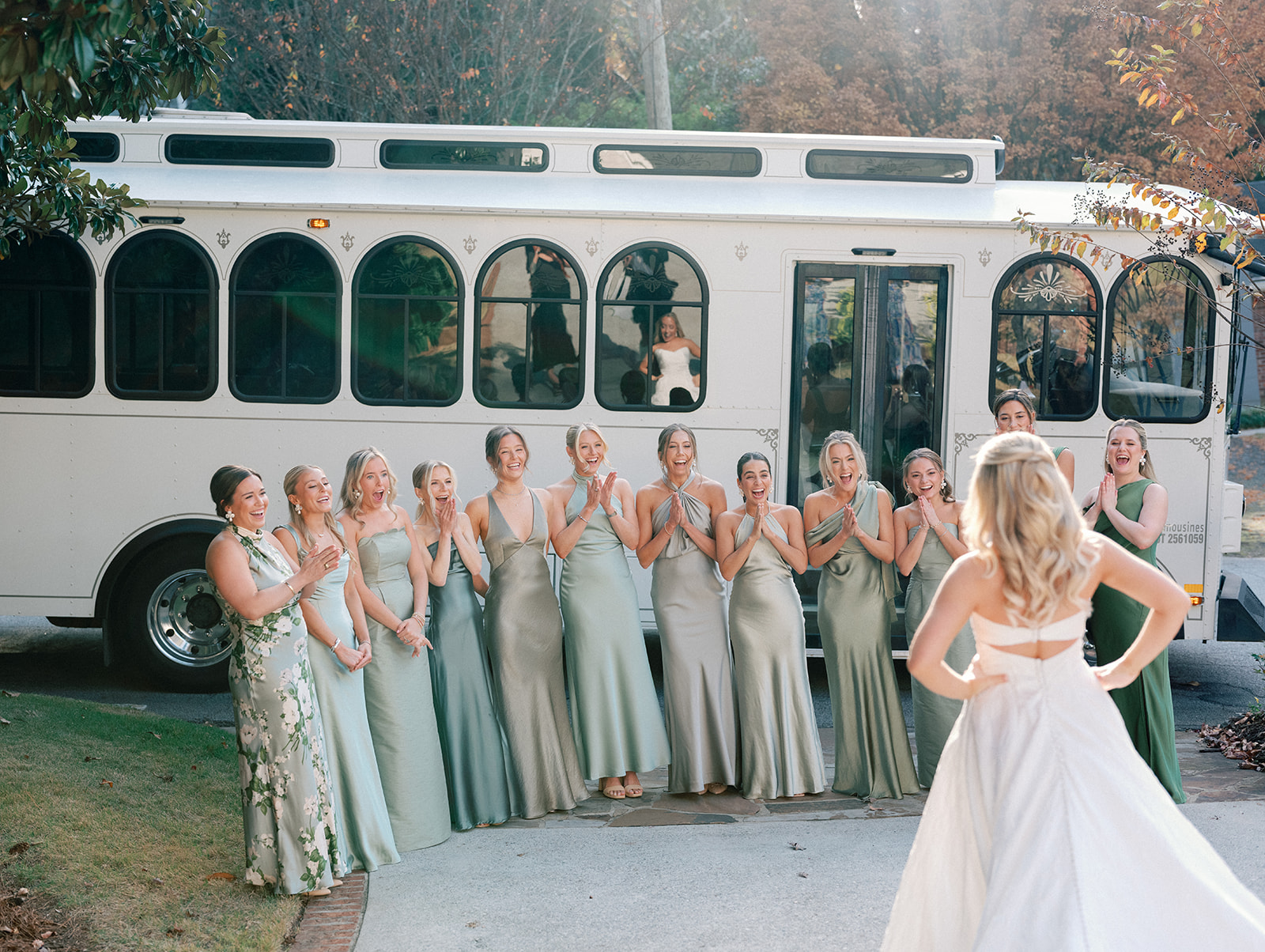 Bride and Wedding Party First Look