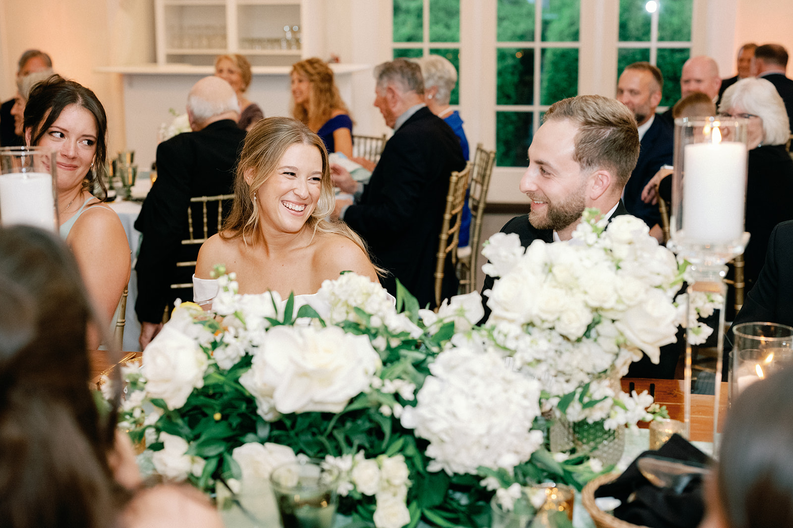 Bride and Groom at Wedding Reception Little River Farms