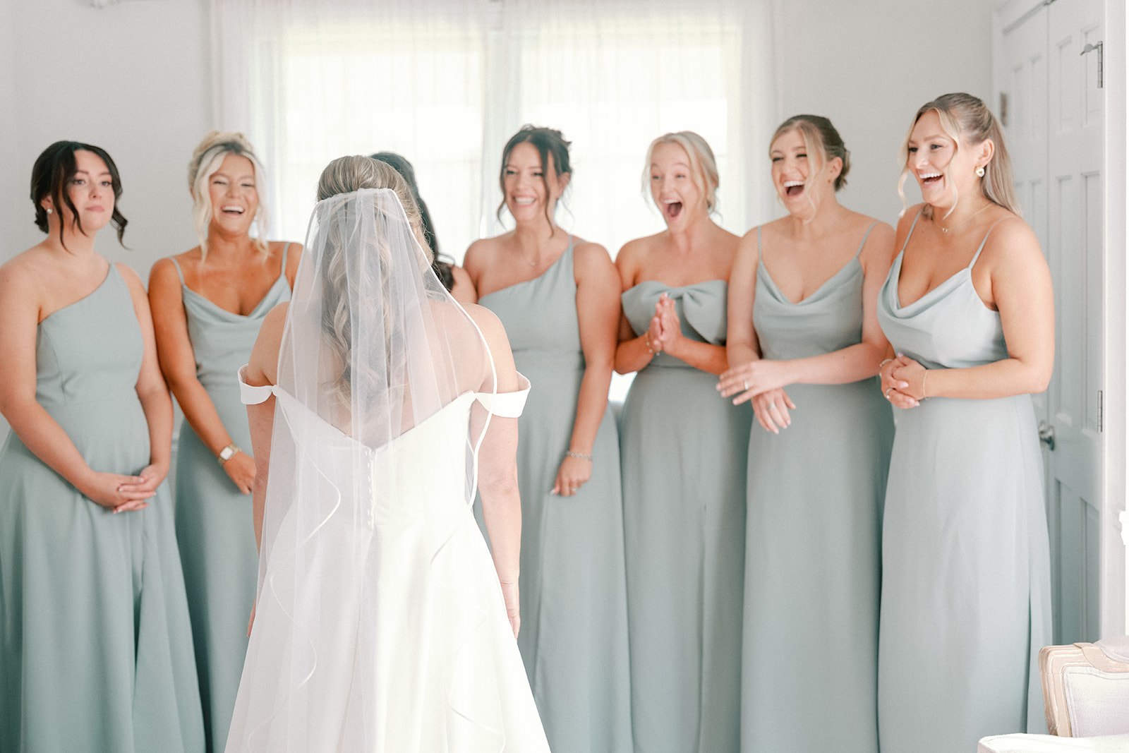 Bride First Look with Wedding Party