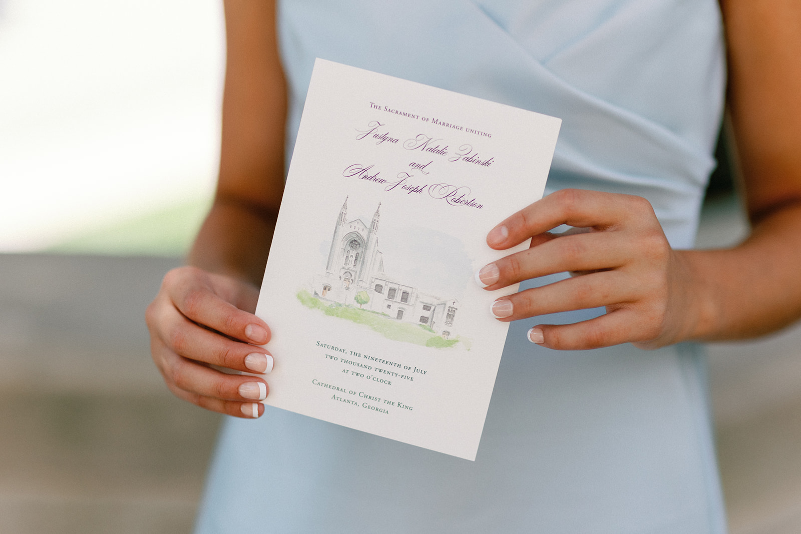 Bridesmaid Holding Custom Wedding Stationery Ilustration