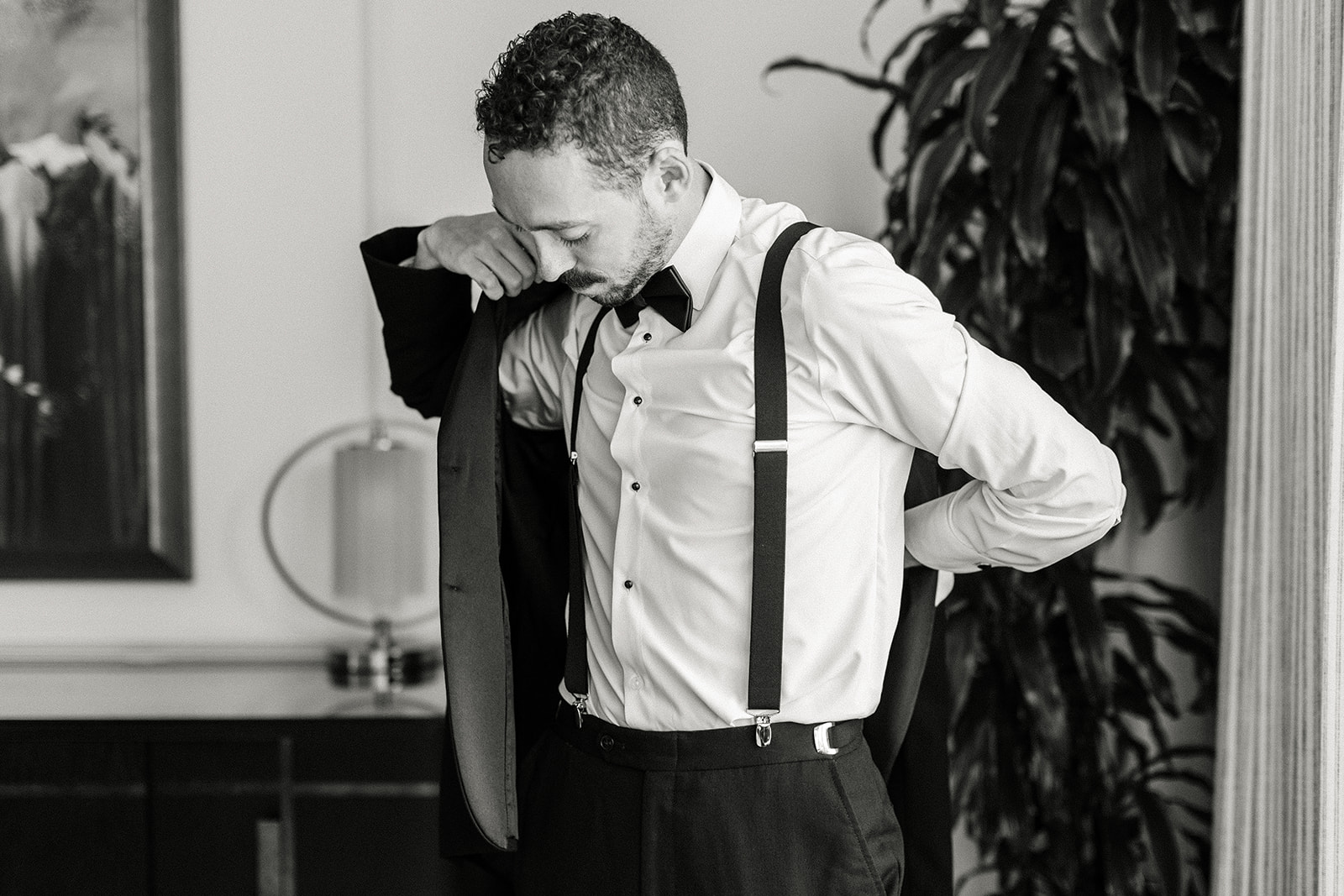 Groom Getting Ready for Day in Suite at Intercontinental Atlanta