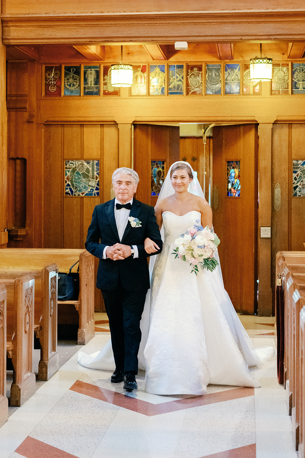 Bride Walking Down Aisle at Cathedral of Christ the King Church