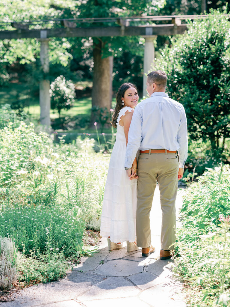 Engagement Photo Locations in Atlanta - 6 Outdoor Spaces for Stunning Photos - engagement photo locations in atlanta Couple Dressed in Spring Attire for Photoshoot at Cator Woolford Gardens