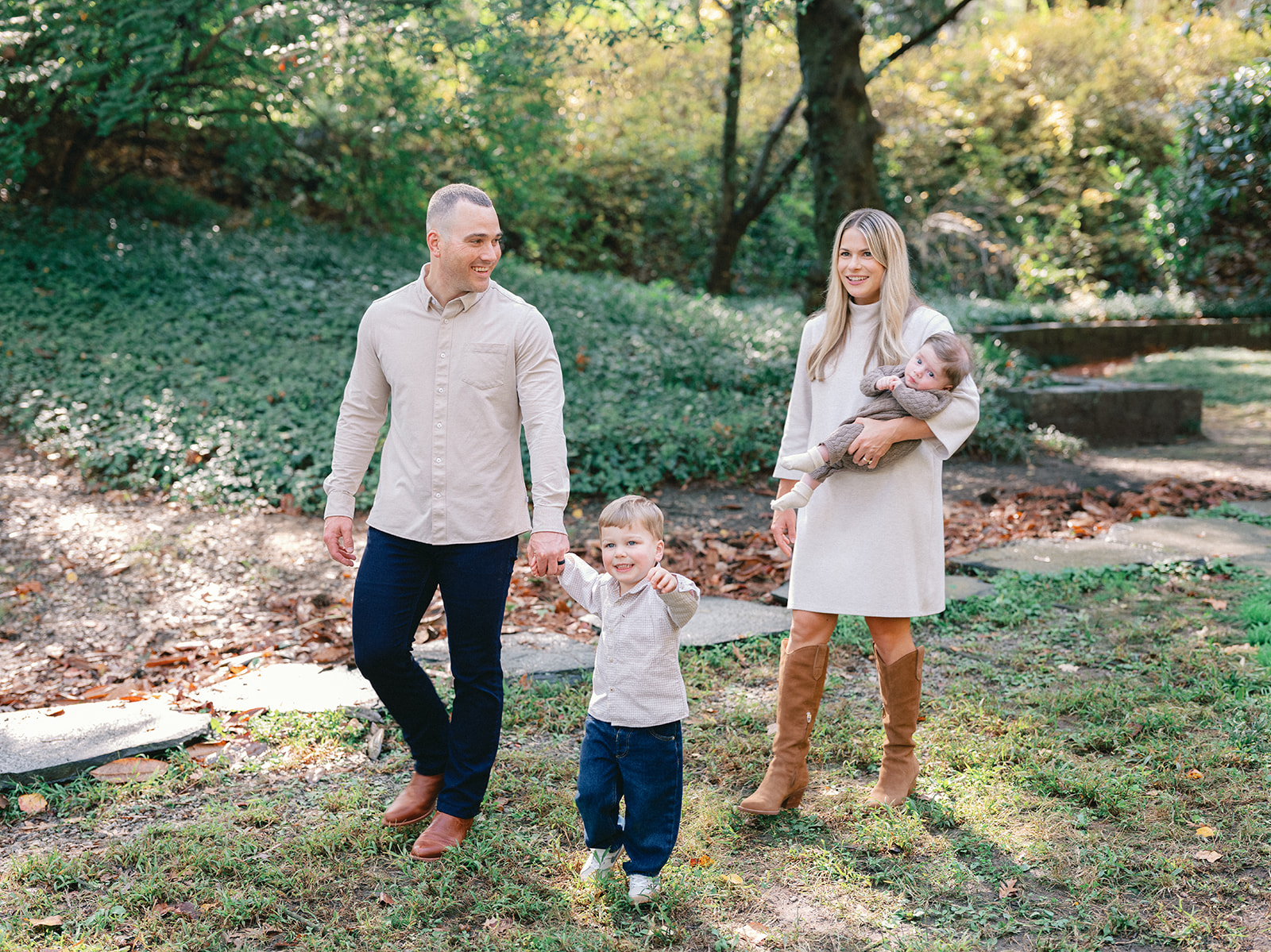 Fall Family Photos Atlanta - Mini Sessions - family photos atlanta Family Walking Together in Park for Fall Family Photos