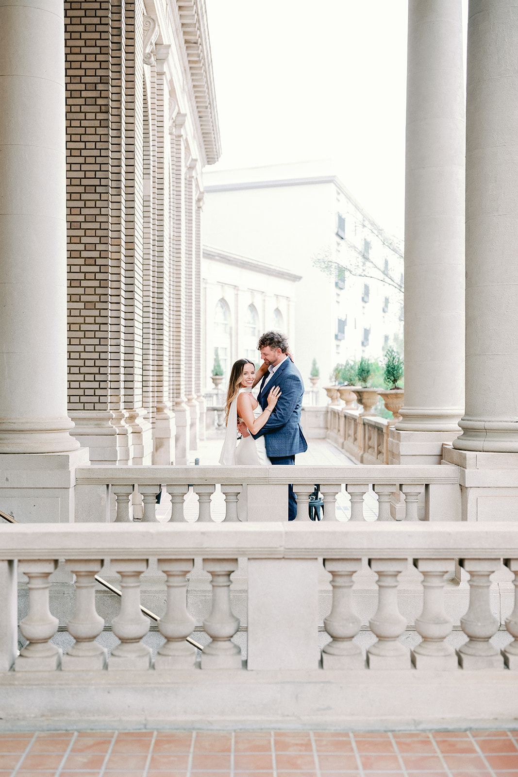 Engagement Photo Locations in Atlanta - 6 Outdoor Spaces for Stunning Photos - engagement photo locations in atlanta Couple Stand on Balcony, Georgian Terrace Atlanta