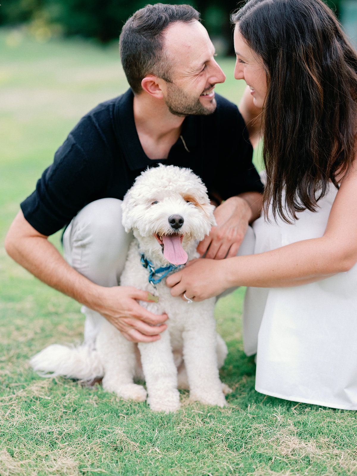 Engagement Photo Locations in Atlanta - 6 Outdoor Spaces for Stunning Photos - engagement photo locations in atlanta Engaged Couple Pose with Dog for Engagement Photography